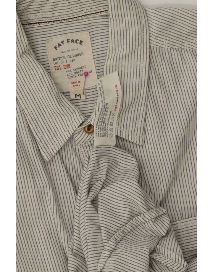 Camisa masculina Fat Face de algodão listrado branco médio