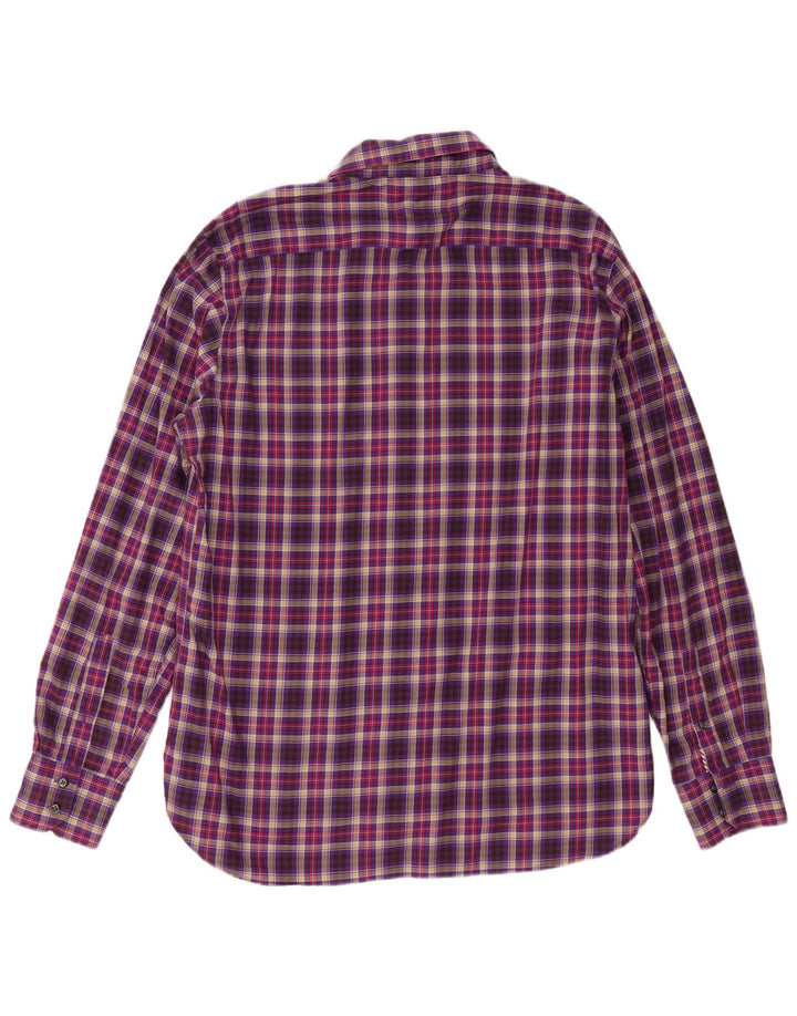 Camisa masculina Tommy Hilfiger grande algodão xadrez roxo