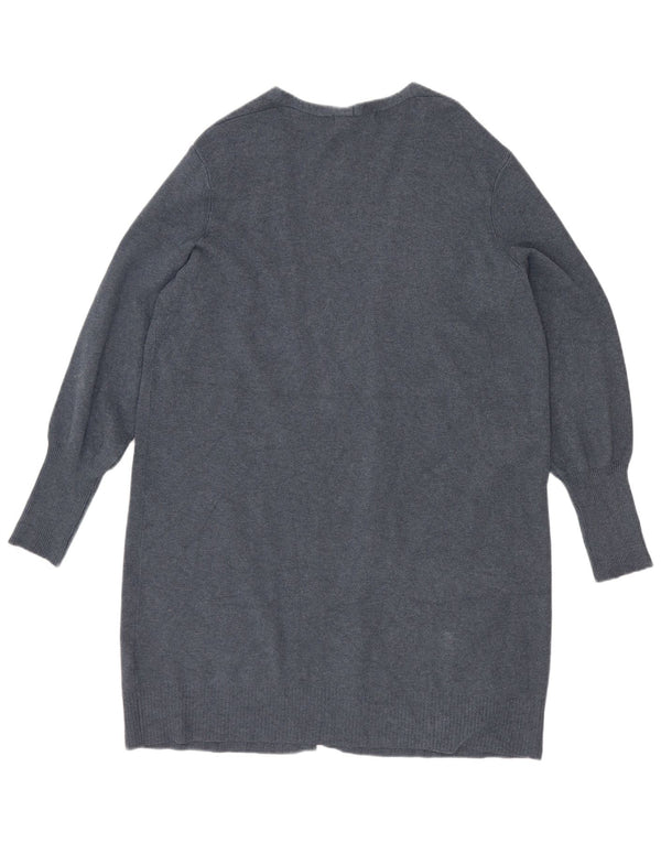 Suéter feminino Marks & Spencer Longline Open Cardigan Reino Unido 14 grande azul
