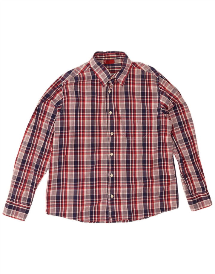Camisa masculina LEVI'S grande xadrez vermelha de algodão