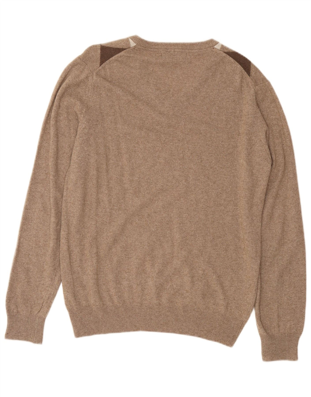 Suéter masculino CONSENSO com decote em V, marrom médio, Argyle/lã diamante