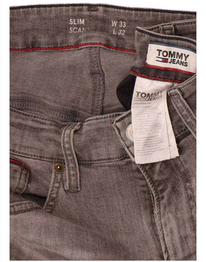 Tommy Hilfiger Masculino Slim Jeans W33 L32 Cinza Algodão