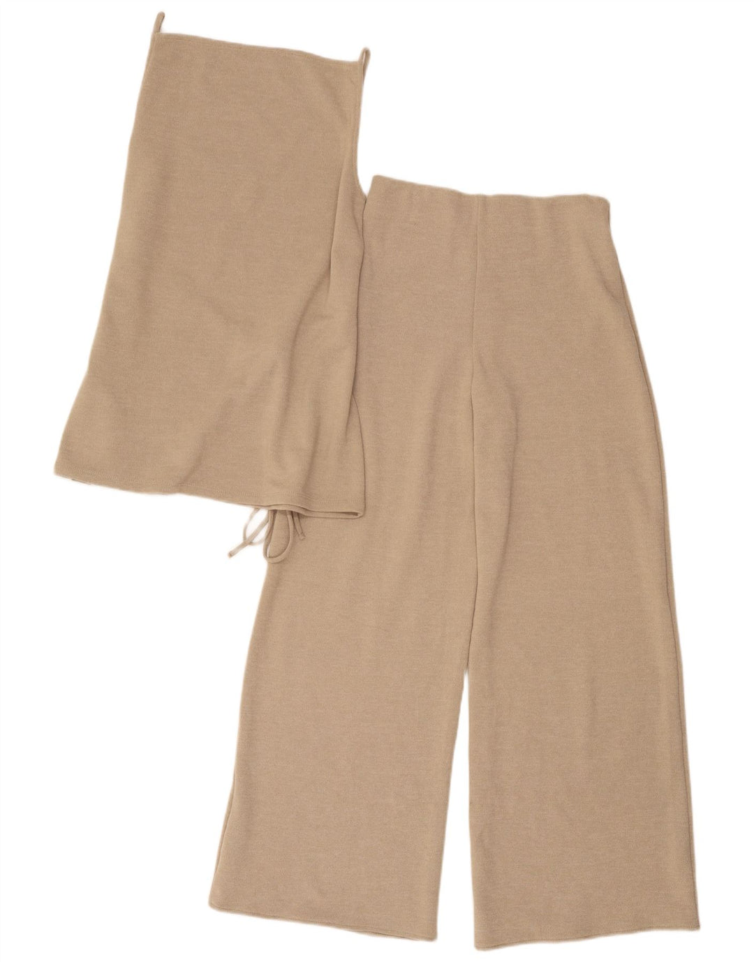Conjunto feminino Zara de 2 peças UK 8 pequeno W28 L28 poliéster bege