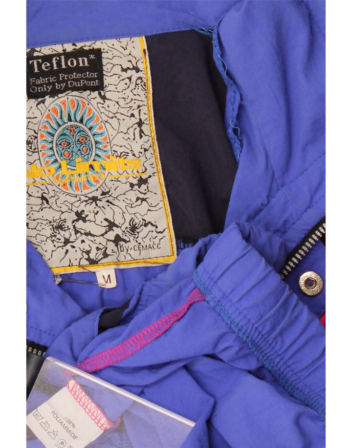 Jaqueta corta-vento masculina vintage UK 38 poliamida colorblock azul médio