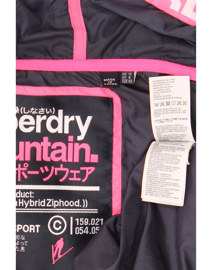 Jaqueta acolchoada com capuz feminina Superdry UK 12 médio azul marinho manchado