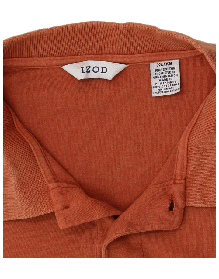 IZOD Mens Long Sleeve Polo Shirt XL Orange Cotton Vintage Izod and Second-Hand Izod from Messina Hembry 