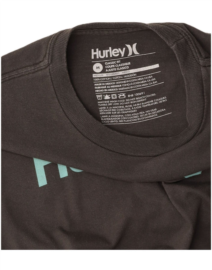 Camiseta feminina HURLEY Classic Fit gráfica Reino Unido 18 algodão cinza médio