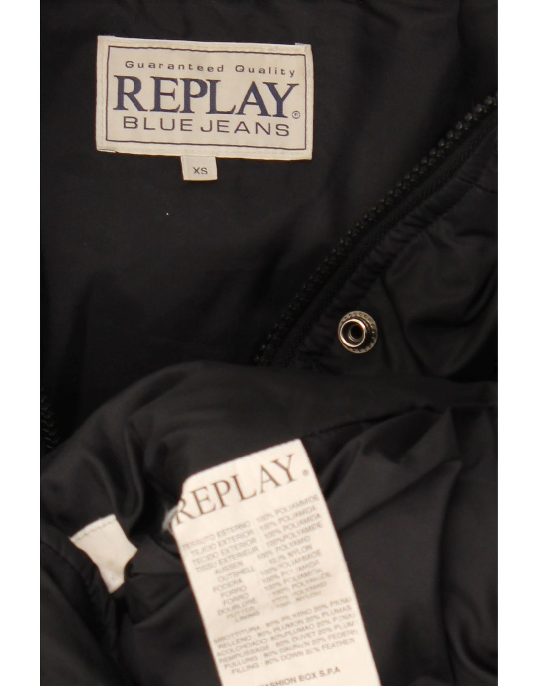 Casaco acolchoado oversized feminino Replay UK 6 XS preto poliamida