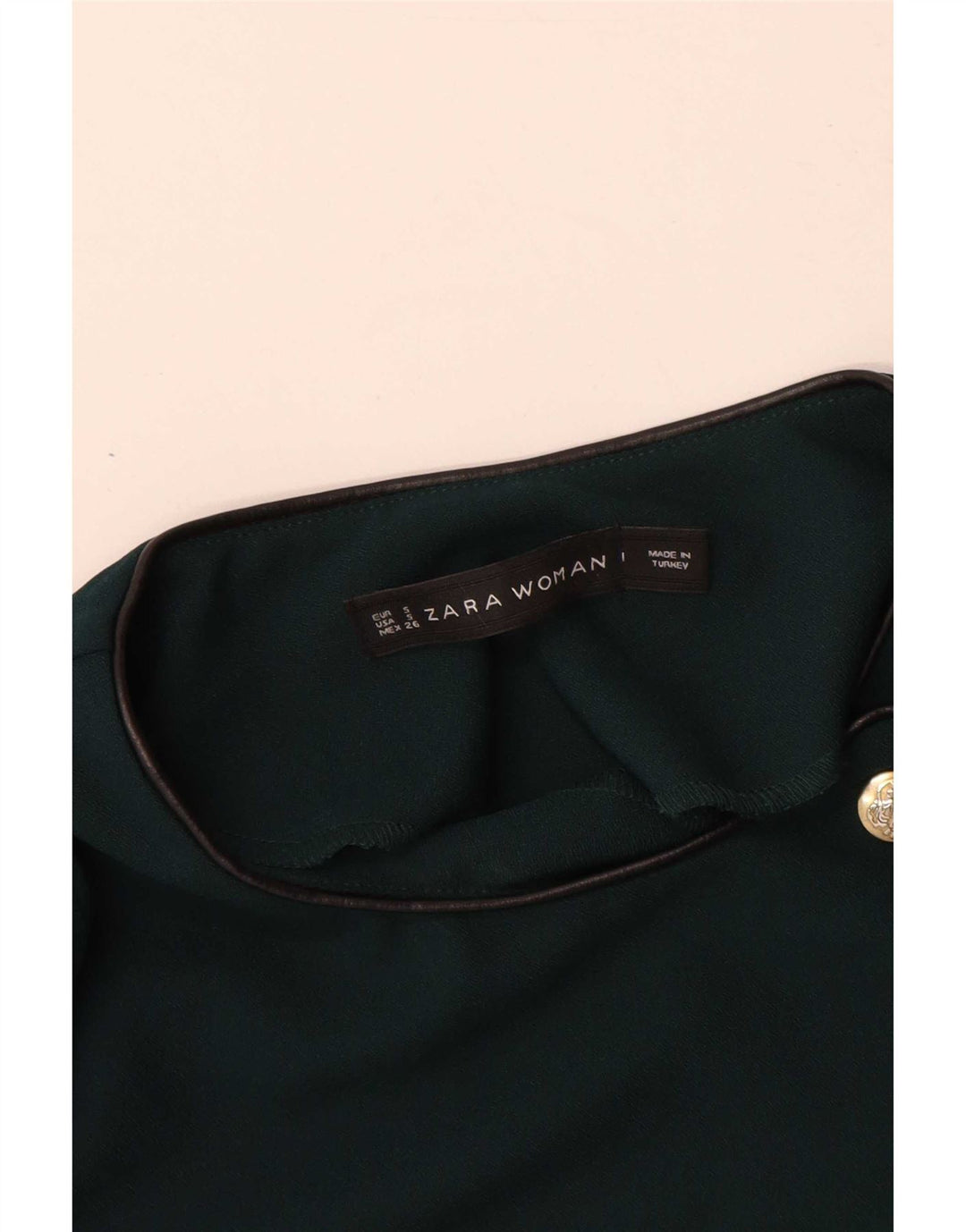 Vestido feminino Zara com bainha de manga comprida Reino Unido 10 pequeno poliéster verde