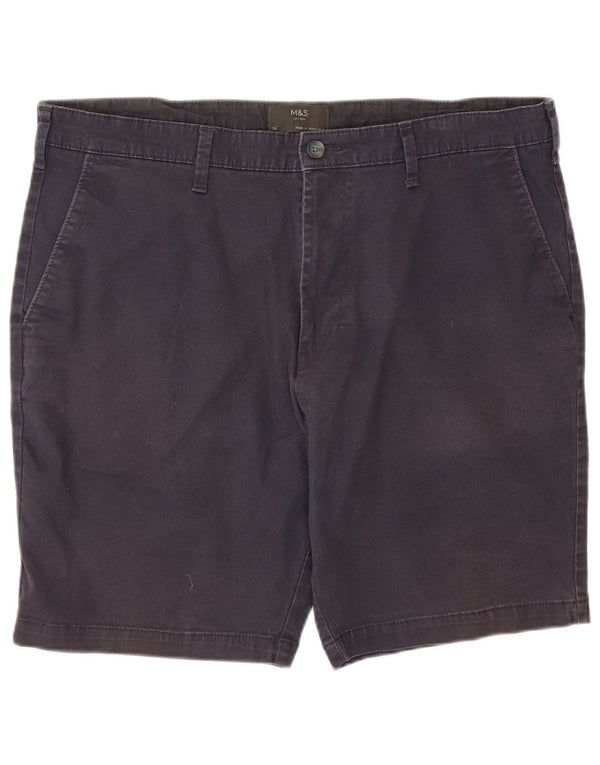 Shorts chino masculino Marks & Spencer W36 grande algodão azul marinho