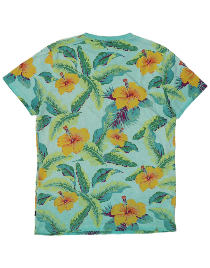 Camiseta masculina gráfica SUPERDRY Top XL azul floral algodão