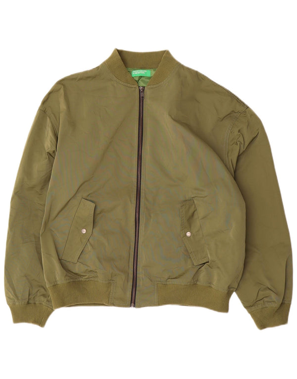 Jaqueta bomber masculina BENETTON 13-14 anos XL verde poliéster