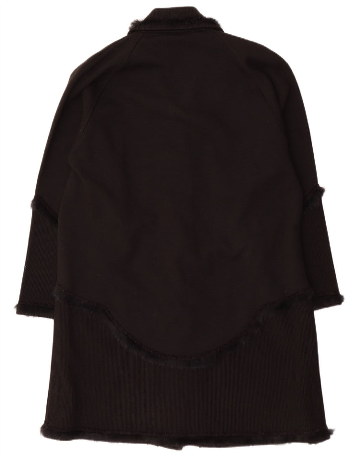 Sobretudo de malha vintage feminino UK 16 grande preto clássico