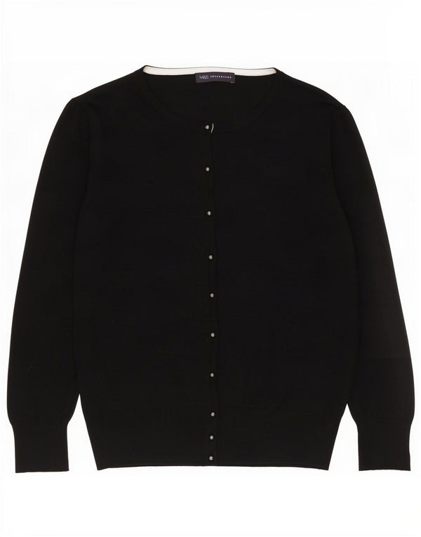 Suéter cardigã feminino Marks & Spencer UK 16 grande viscose preta