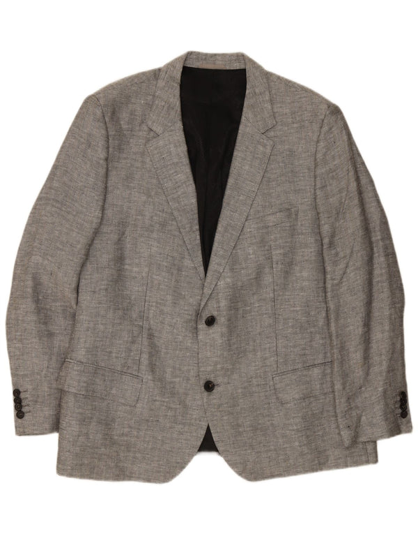 Jaqueta Blazer Masculina Hugo Boss com 2 Botões EU 62 6XL Linho Cinza