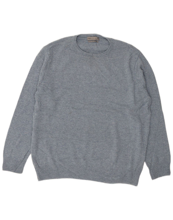 Suéter masculino Marks & Spencer com gola redonda XL lã azul