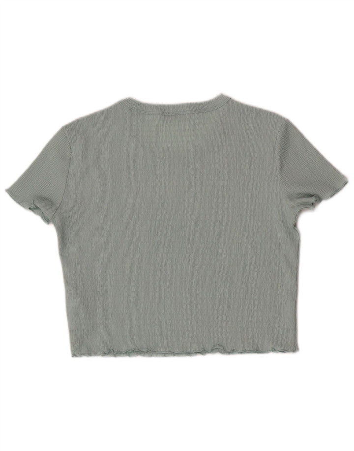 Guess Camiseta Feminina Crop Top UK 12 Poliéster Azul Médio