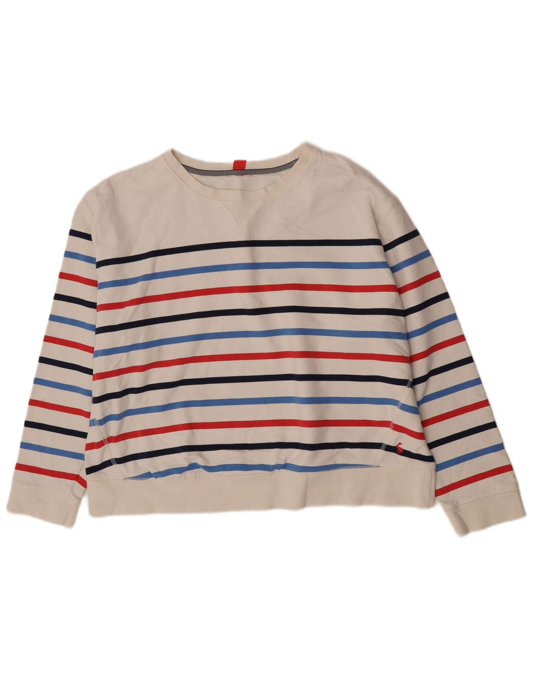 Joules moletom feminino oversized jumper Reino Unido 14 algodão listrado branco médio