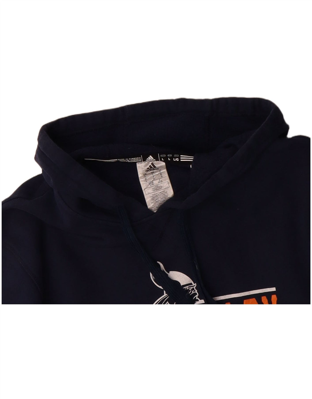 ADIDAS Mens West Valley Graphic moletom com capuz grande algodão azul marinho