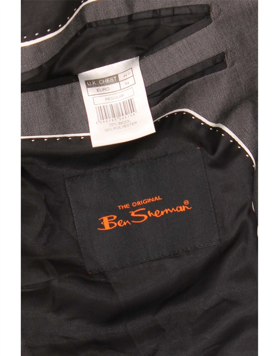 Jaqueta blazer masculina de 2 botões Ben Sherman Reino Unido 44 2XL lã cinza