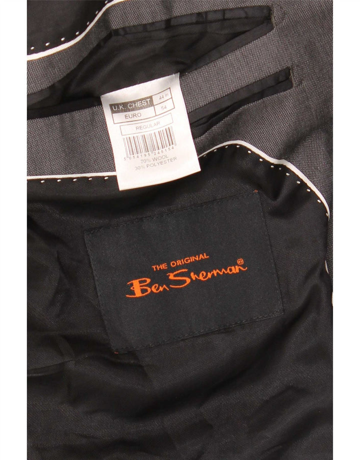 Jaqueta blazer masculina de 2 botões Ben Sherman Reino Unido 44 2XL lã cinza
