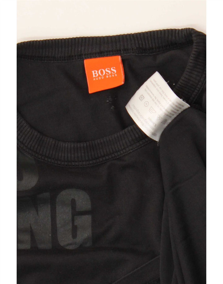 Hugo Boss Mens Graphic Top Manga Longa Médio Algodão Preto