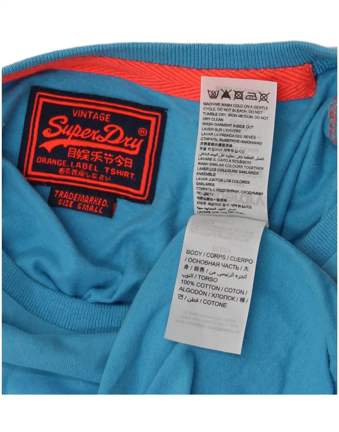 Camiseta masculina SUPERDRY top pequeno algodão azul