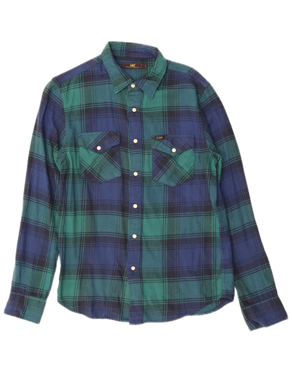 Camisa masculina de flanela Lee pequeno algodão xadrez verde