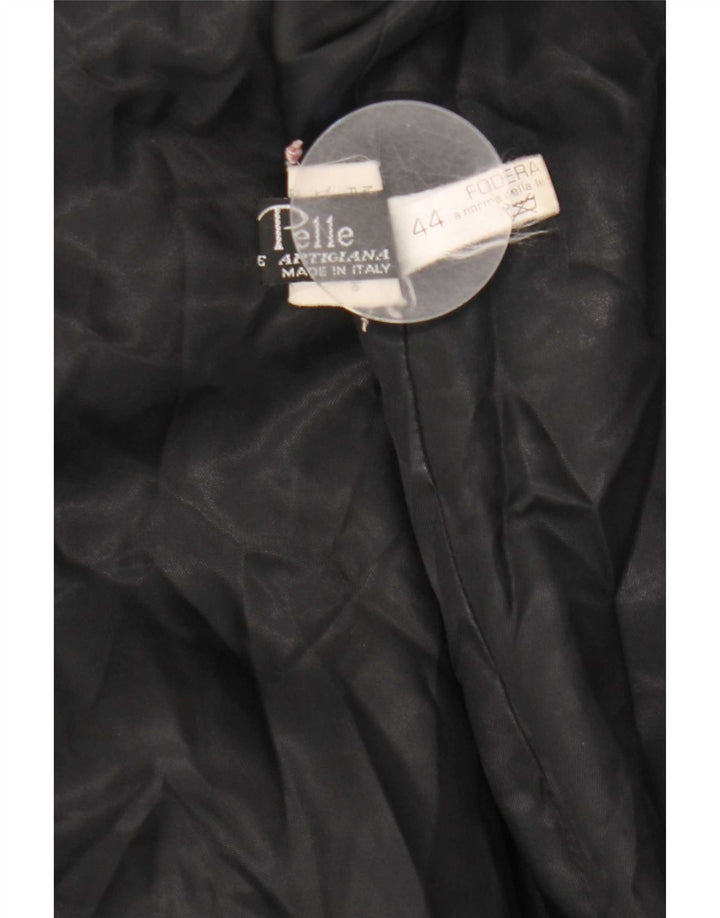 Casaco de couro feminino vintage IT 44 médio preto
