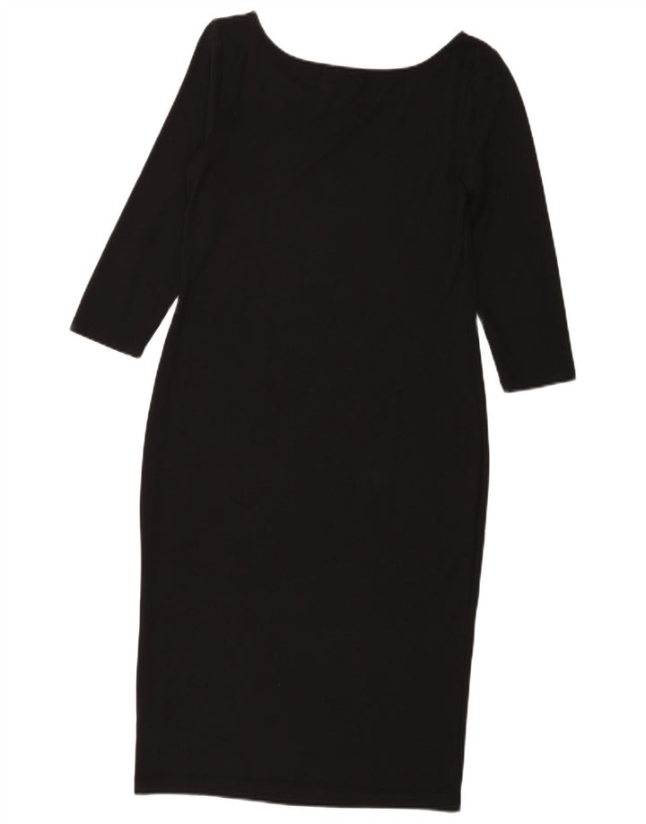 Vestido feminino Gap manga 3/4 com bainha UK 10 pequeno poliéster preto