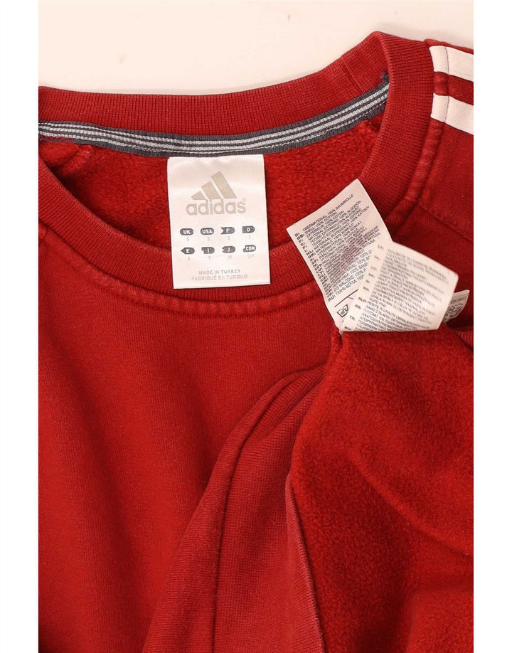 Adidas Mens Moletom Jumper Pequeno Algodão Colorblock Vermelho