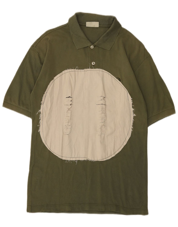 SERGIO TACCHINI Camisa polo masculina pequena cáqui colorblock