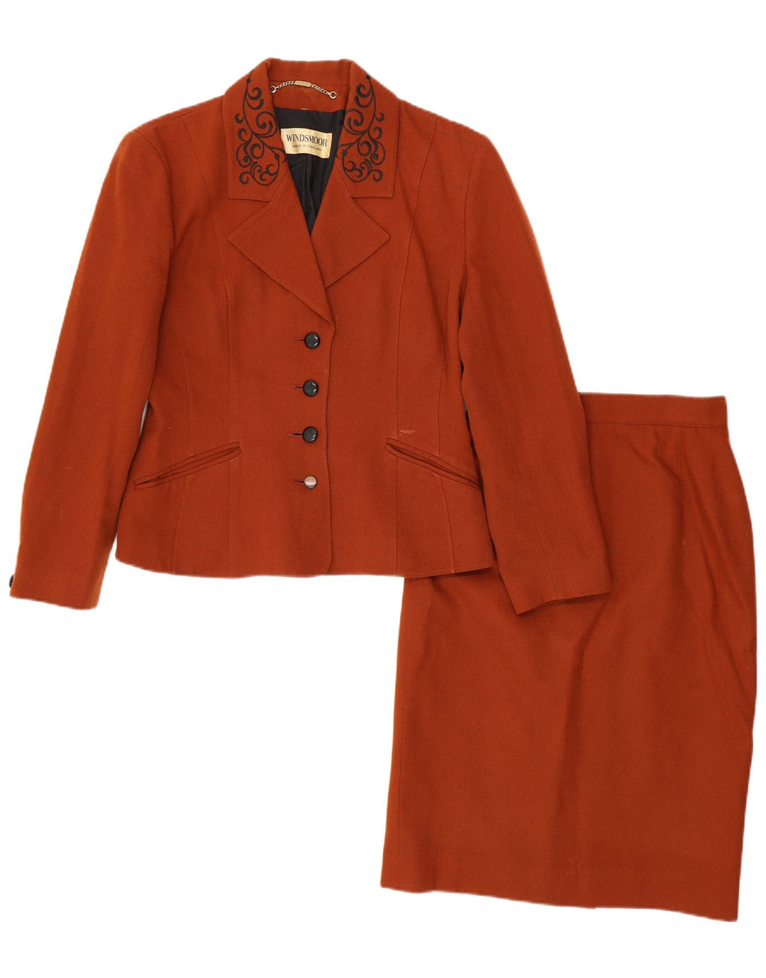 Conjunto de saia feminina grande de 2 peças Windsmoor Reino Unido 8 pequeno W26 marrom lã nova