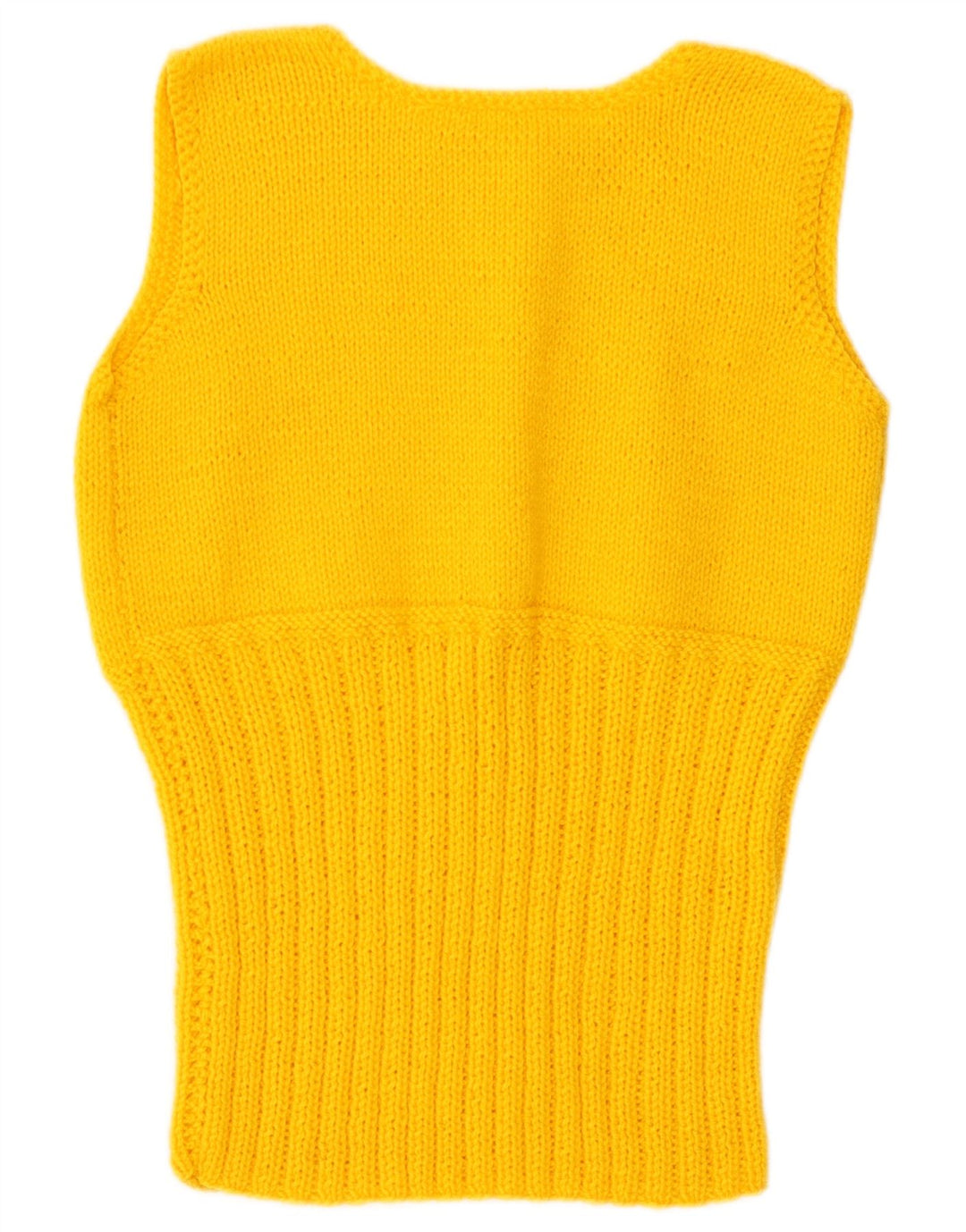 Colete feminino vintage regata UK 12 médio amarelo retrô