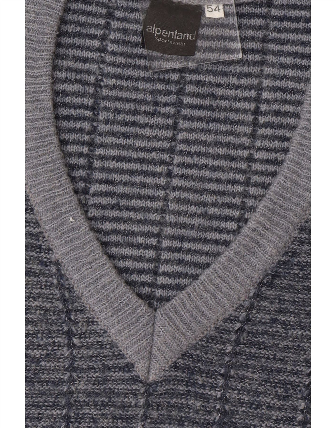 VINTAGE Mens V-Neck Jumper Sweater IT 54 XL Blue Striped Vintage Vintage and Second-Hand Vintage from Messina Hembry 