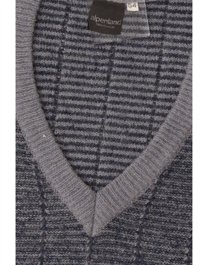 VINTAGE Mens V-Neck Jumper Sweater IT 54 XL Blue Striped Vintage Vintage and Second-Hand Vintage from Messina Hembry 