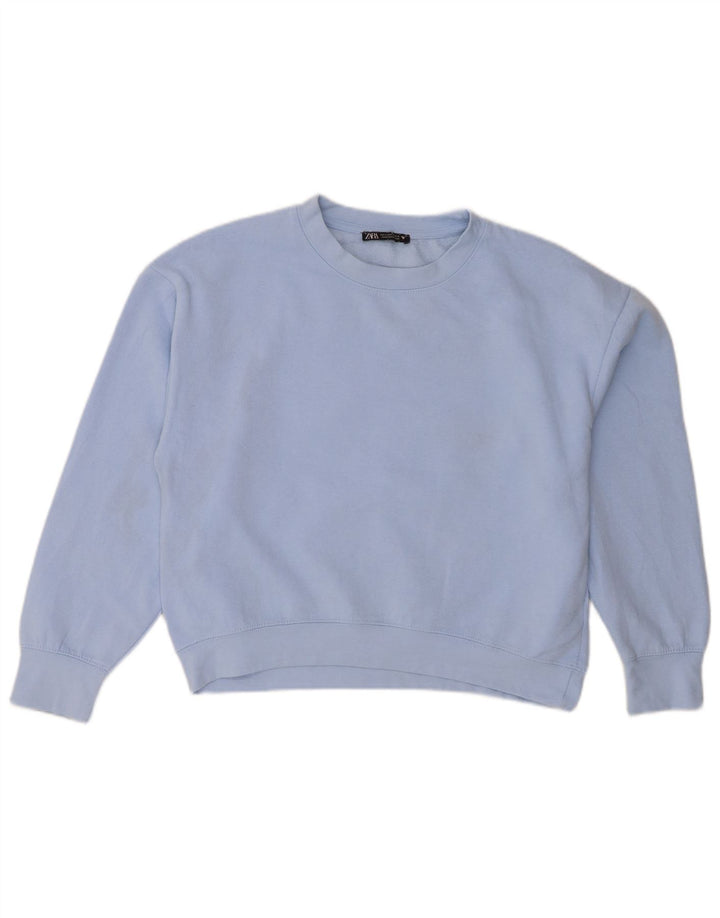 Zara Womens Oversized Sweatshirt Jumper UK 10 Pequeno Azul Poliéster