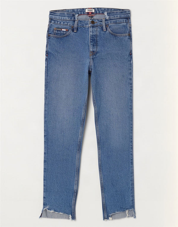 Jeans Tommy Hilfiger feminino desgastado slim W28 L28 algodão azul