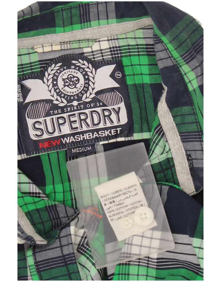 Camisa masculina Superdry verde médio xadrez algodão