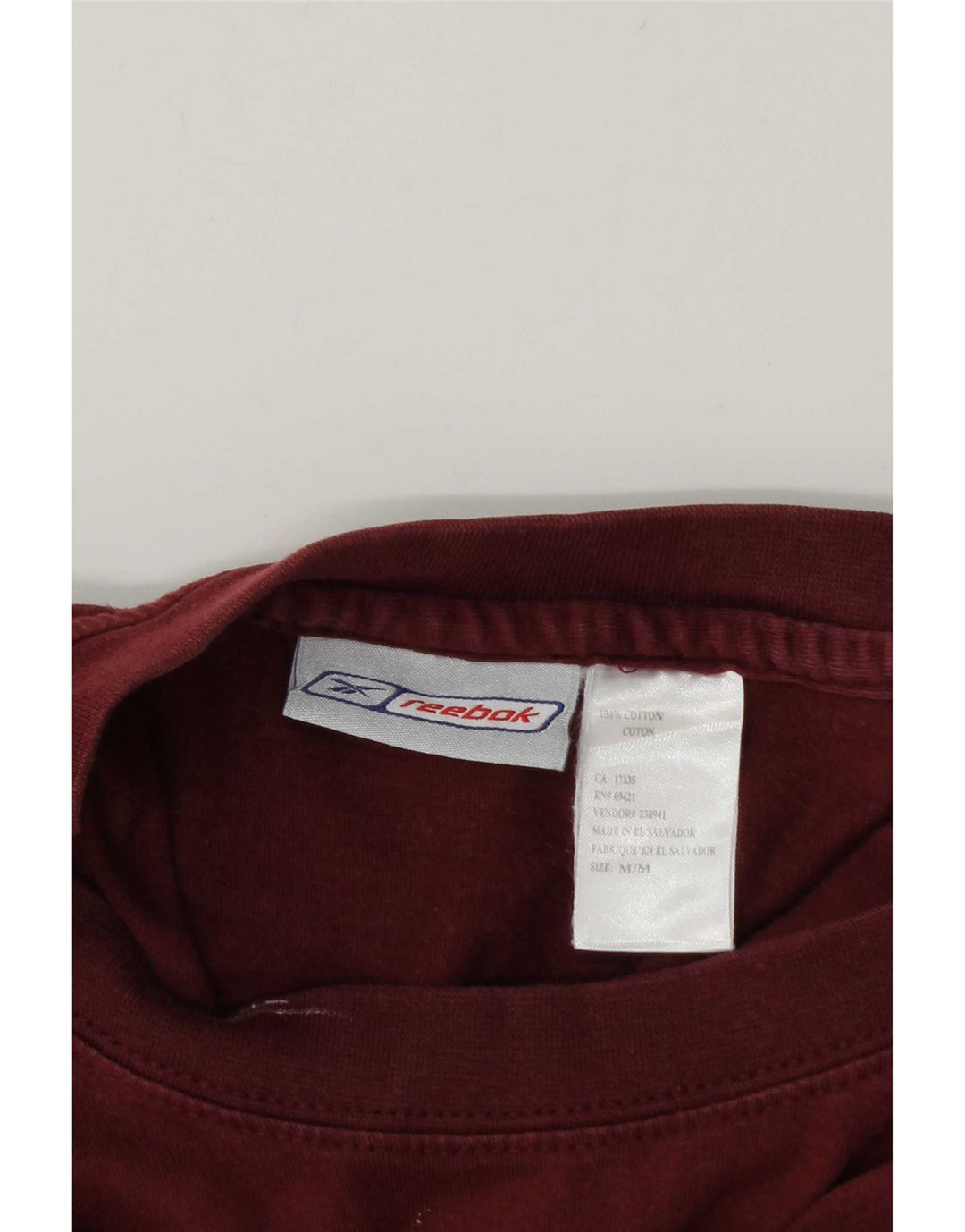 Reebok Mens T-Shirt Top Grande Algodão Borgonha