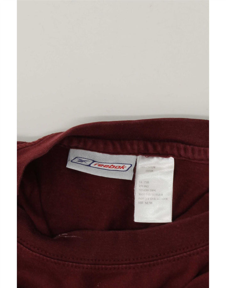 Reebok Mens T-Shirt Top Grande Algodão Borgonha