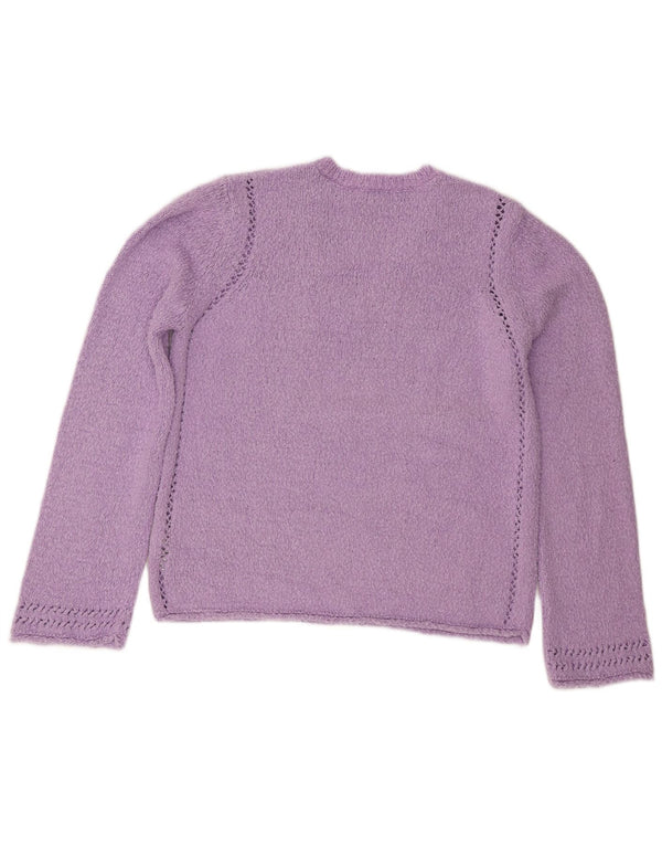 Suéter feminino com decote em V da Marks & Spencer UK 14 Algodão roxo médio