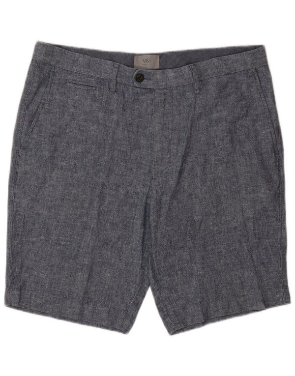 Shorts chino masculino Marks & Spencer W34 grande linho azul