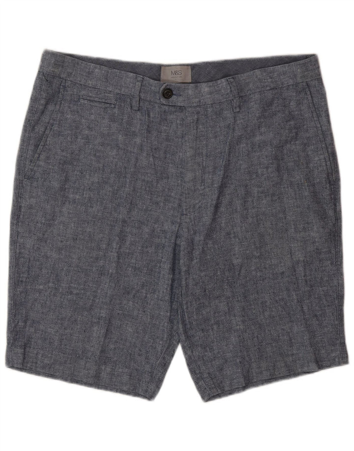 Shorts chino masculino Marks & Spencer W34 grande linho azul