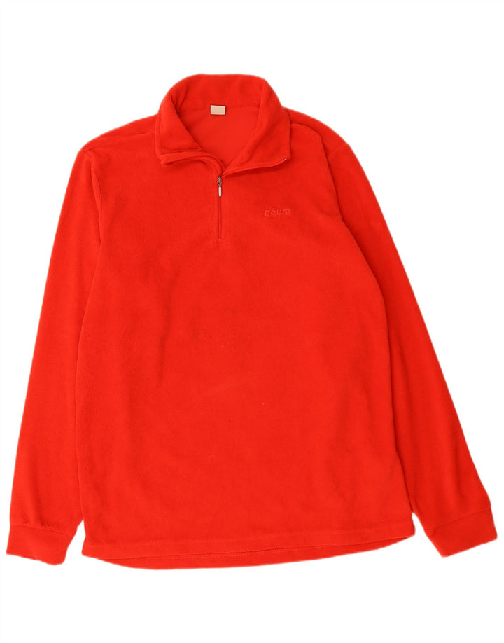 Suéter de lã masculino Brugi com zíper e gola grande poliéster vermelho