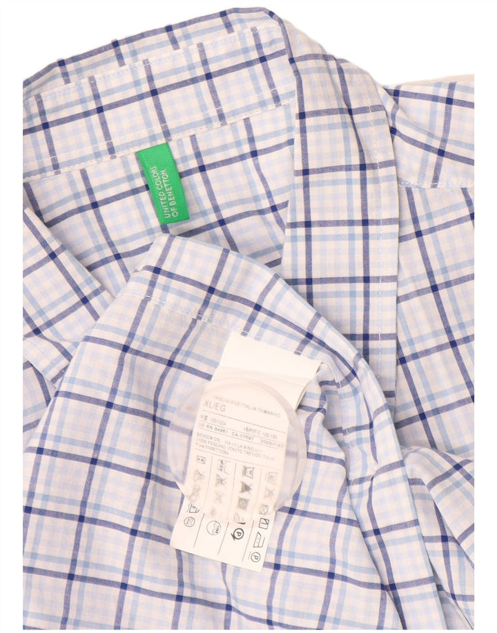 Camisa masculina Benetton XL azul xadrez algodão