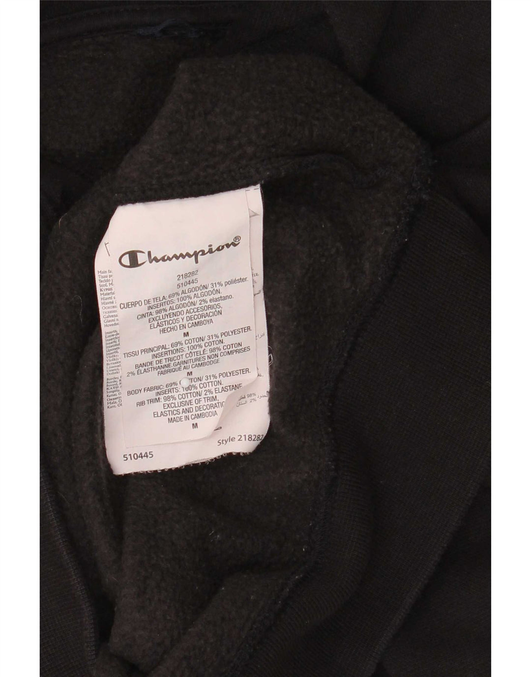 Jumper com capuz gráfico masculino Champion médio algodão preto