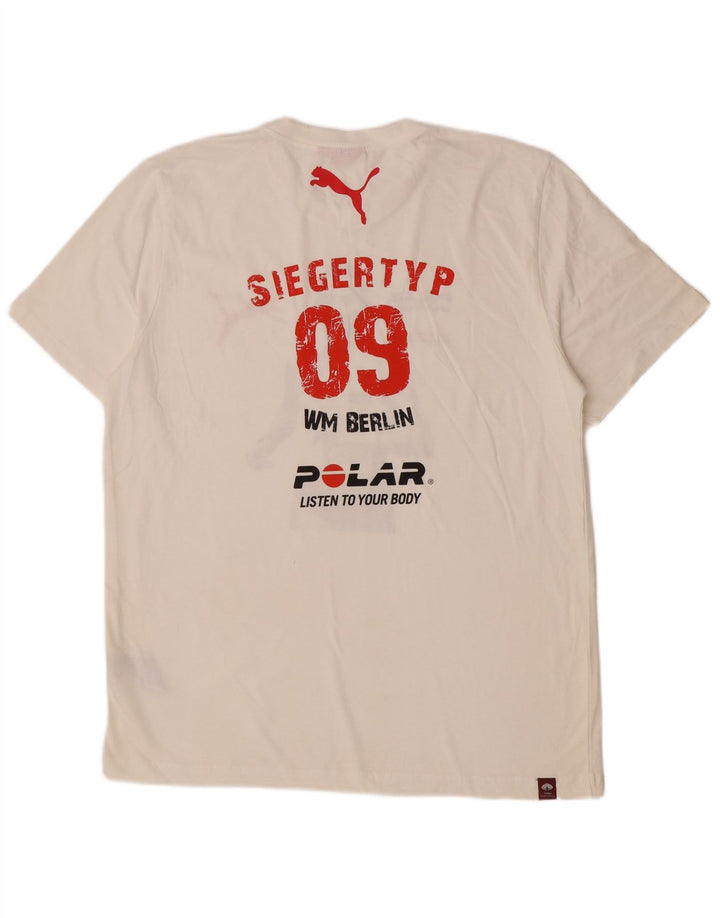 Puma Mens Graphic T-Shirt Top Grande Algodão Branco