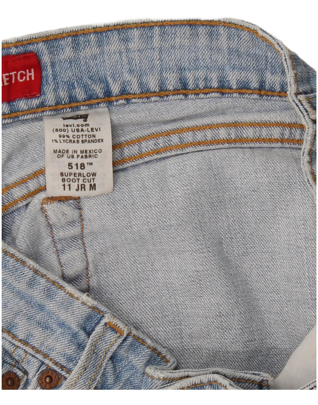 Shorts jeans feminino Levi's 518 Super Low médio W32 algodão azul