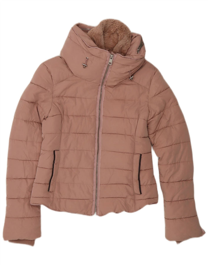 Jaqueta acolchoada feminina Zara UK 10 pequena rosa